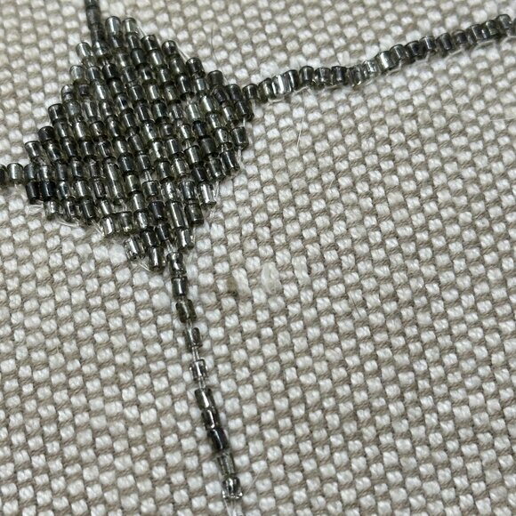 Pottery Barn Throw Pillow 18 x 18 Geometric Beaded Grid Button Back 100% Cotton - Picture 9 of 9